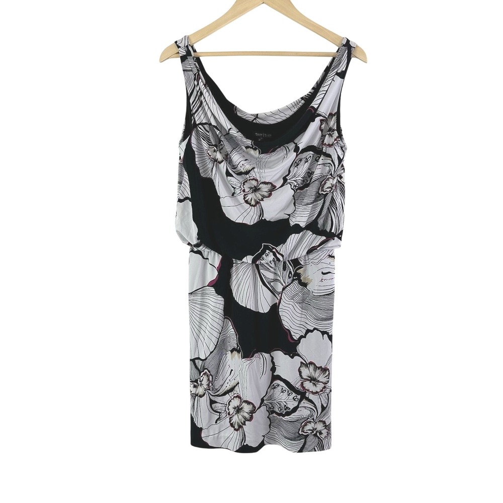 White House Black Market Dress Womens Small Sleeveless Tropical Blouson Hawaiian